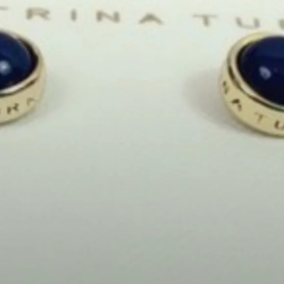 👑💕NEW! NWT Trina Turk Navy Gold Stud Earrings💕👑 - Picture 2 of 8